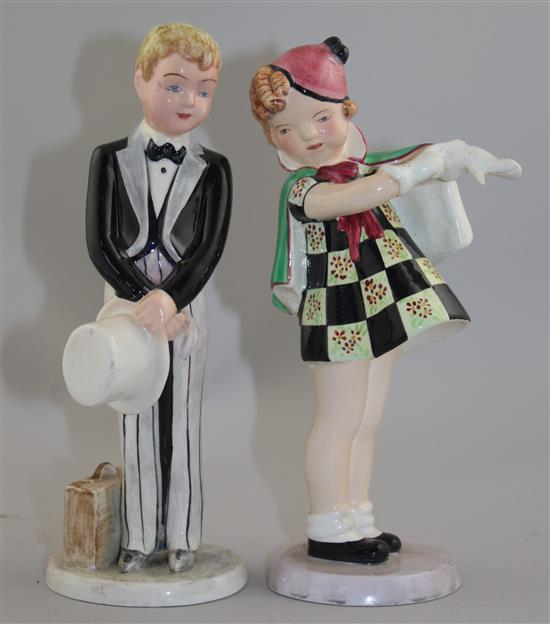 Two Goldscheider pottery figures, 1940/50s, 21.5cm